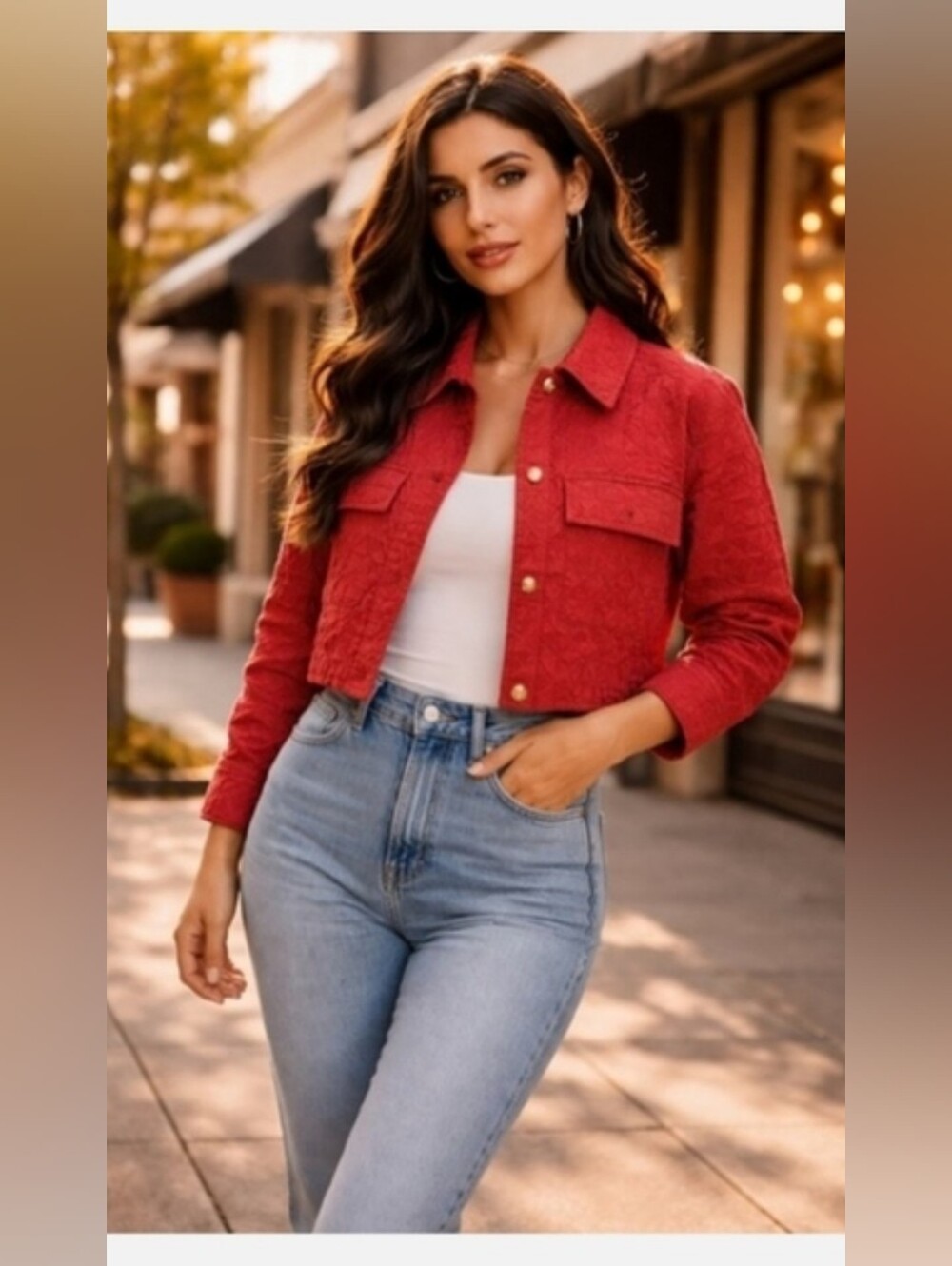 NWT! Buckle Fall Privy Red Crop Oversized Women's Party Top Autumn Jacket Medium